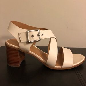 Franco Sarto White Block Heel Sandals